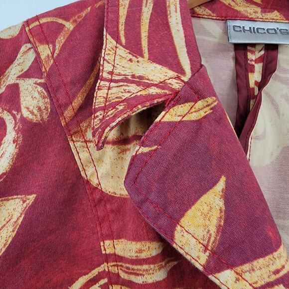 Chico's Women's‎ Tropical Floral Button Down Stretchy Denim Blazer Size 0 - Picture 5 of 9
